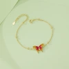 S925 silver-burned blue butterfly bracelet for women, traditional method epoxy resin pendant, retro Chinese trend style natural pearl jewelry details Picture